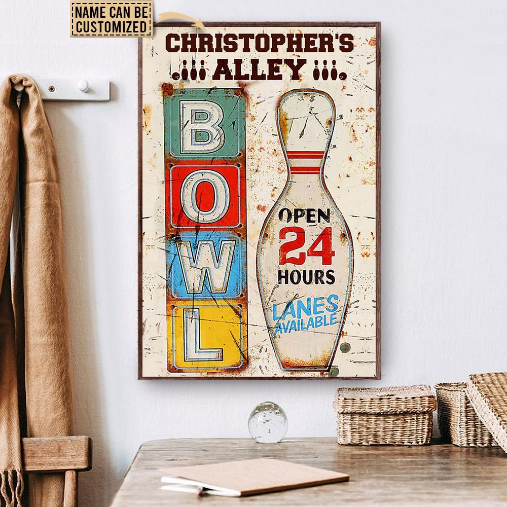 Aeticon Gifts Personalized Bowling Open Hours Canvas Mom Dad Gift Home Decor