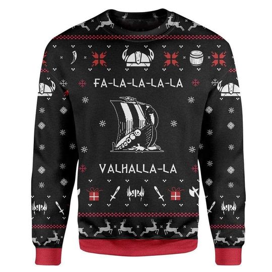 Valhalla Viking Ugly Christmas Sweater | Unisex | Adult | Us3790