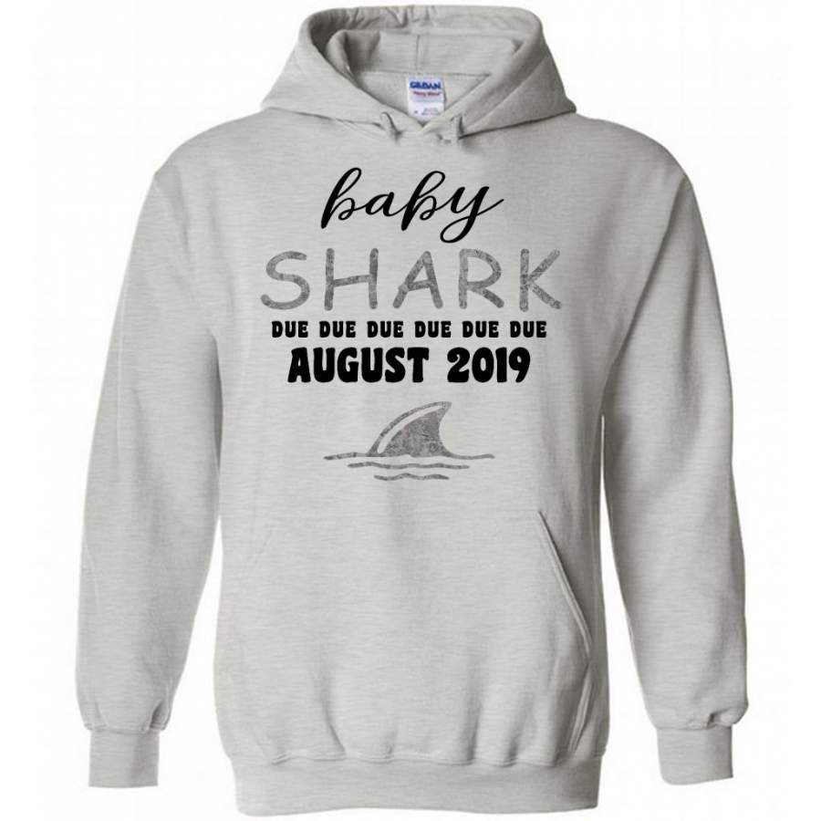 Baby Shark Due Due Due Due August 2019, Birthday Gift – Gildan Heavy Blend Hoodie