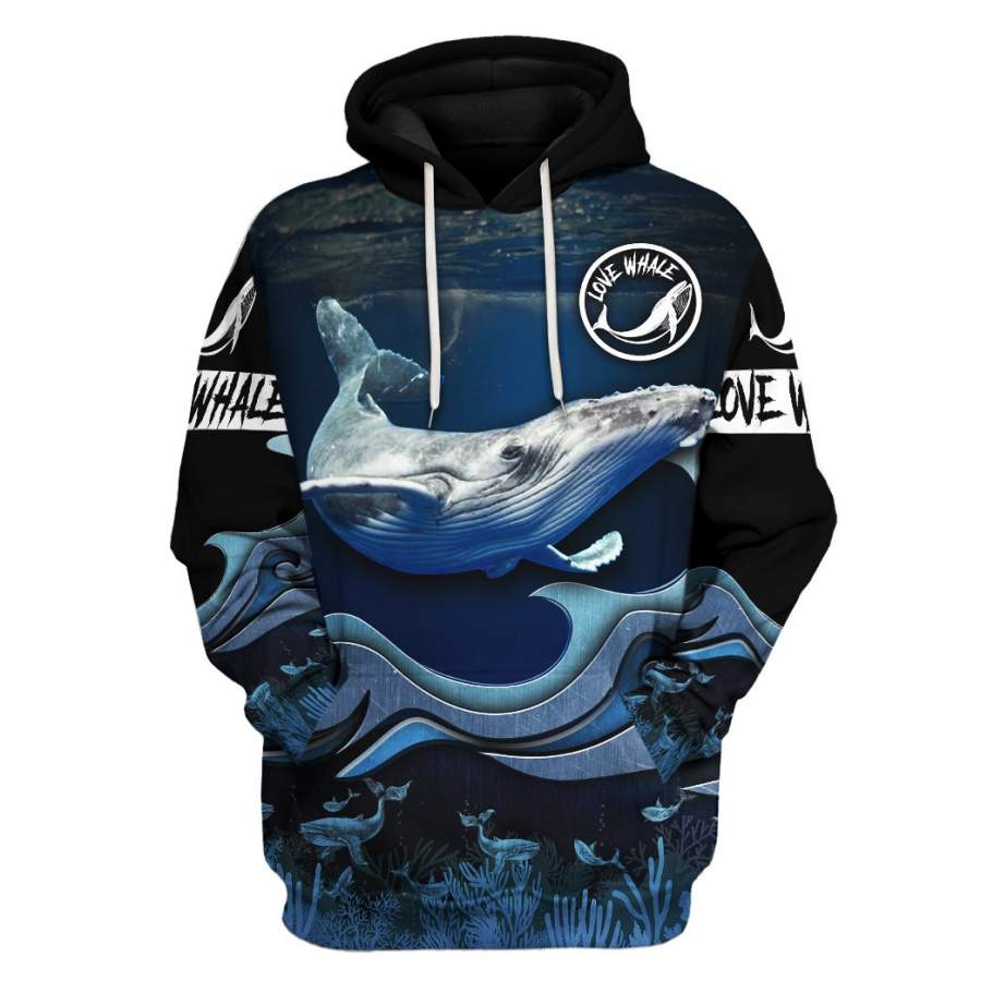 Gearhuman 3D Love Whale Watching Custom Tshirt Hoodie Apparel