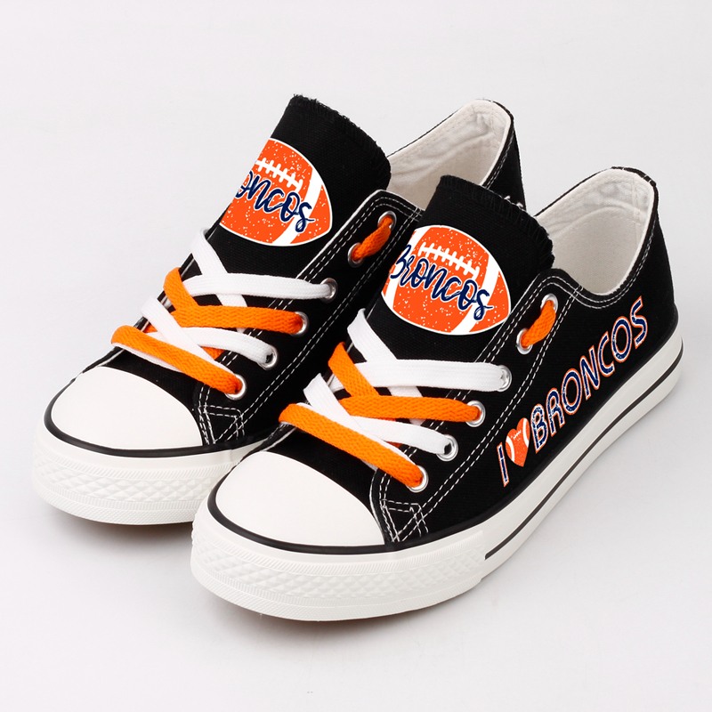 Denver Broncos Canvas Shoes Black Color Shoes “I Broncos”