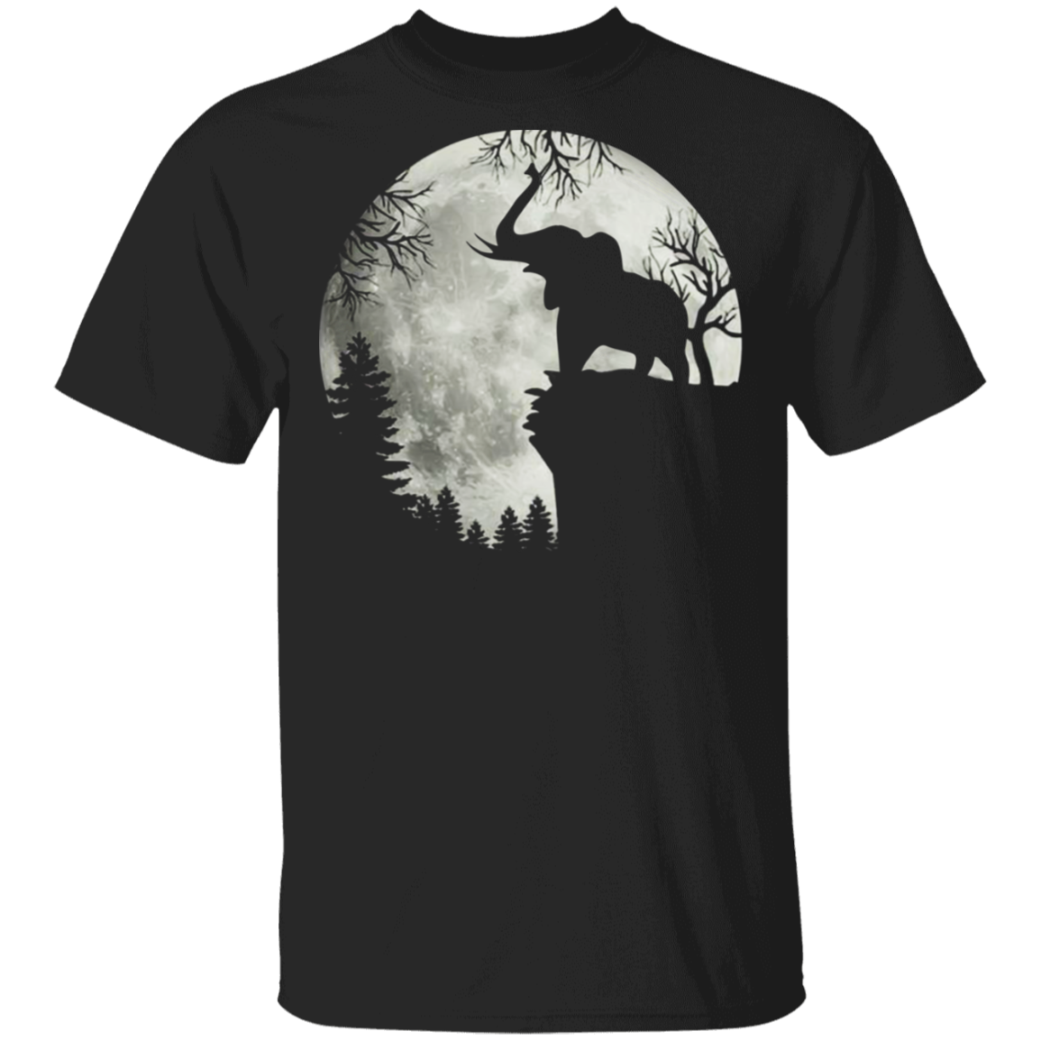 Howling Elephant Full Moon Halloween T-Shirt Gift For Guys Friends