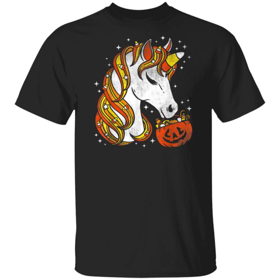 Cute Candy Corn Unicorn Halloween Top T Shirt