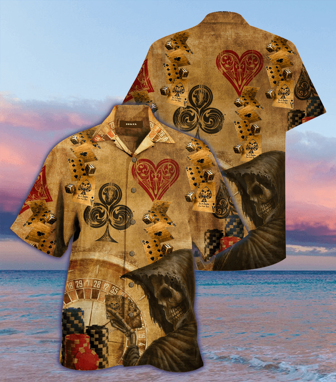 Playing Card Grim Reaper Hawaii Aloha Shirts Ha107409