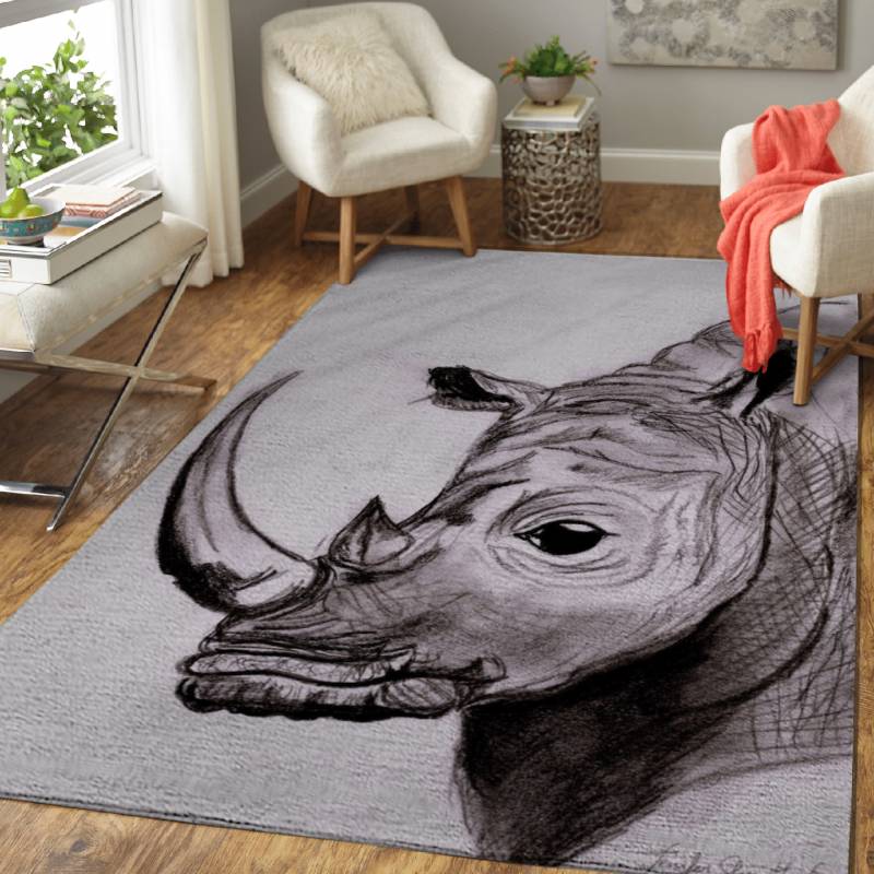 the great rhino – Realistic Animals Area Rug Carpet