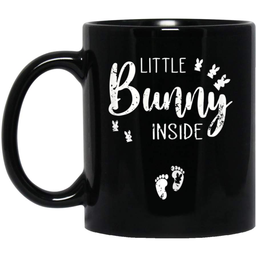 Womens Little Bunny Inside Easter Pregnancy Announcement Costume Black Mug