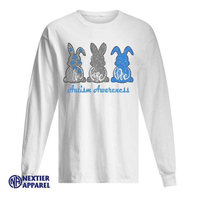 Bunny Faith Hope Love Autism Awareness shirt Men’s Long Sleeved T-Shirt