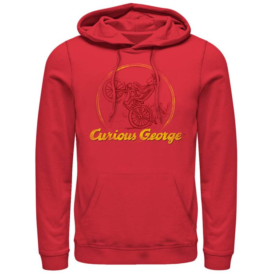 Curious George Men’s Wheelie Bike Monkey  Lightweight Hoodie