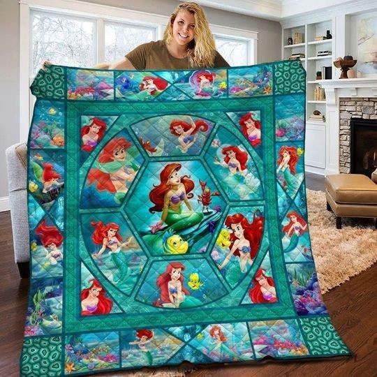 The Little Mermaid Ariel Christmas Gift, Ariel Gift For Fan, Ariel Quilt Blanket