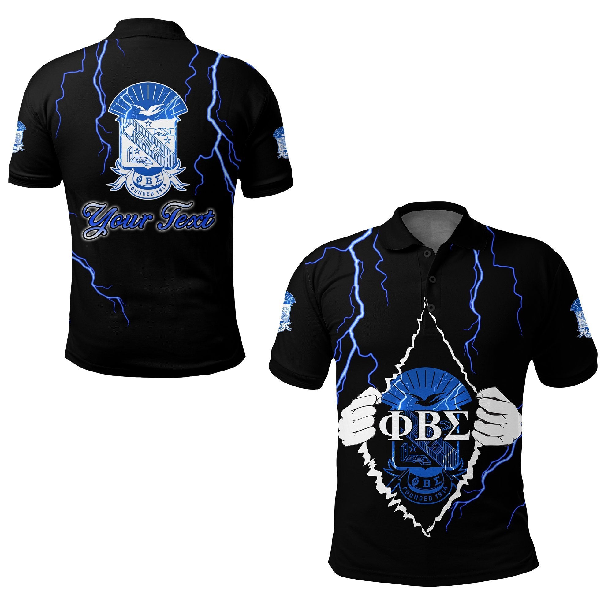 (Custom Personalised) Phi Beta Sigma Polo Shirt Lightning Lt13