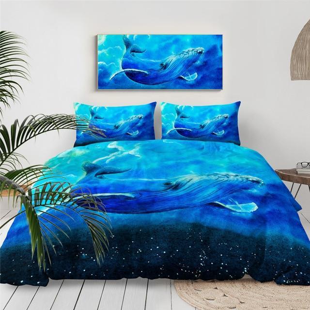 Ocean Whale 3 Pieces Quilted Comforter Set