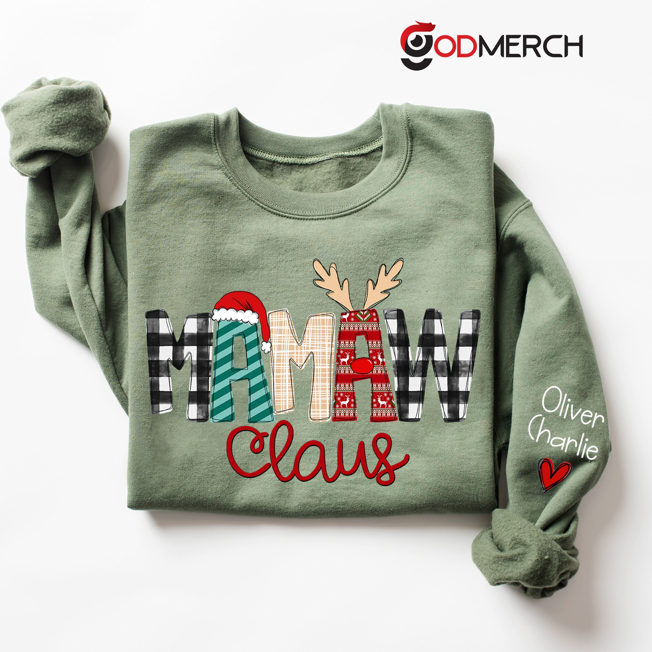 Christmas Mamaw Claus Sweatshirt, Mamaw Claus Kids on Sleeve, Personalized Mamaw Sweatshirt, Christmas Gift for Mamaw, Mamaw Gifts Sweater