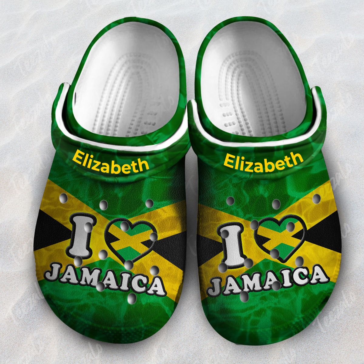 I Love Jamaica Flag Personalized Clogs Shoes