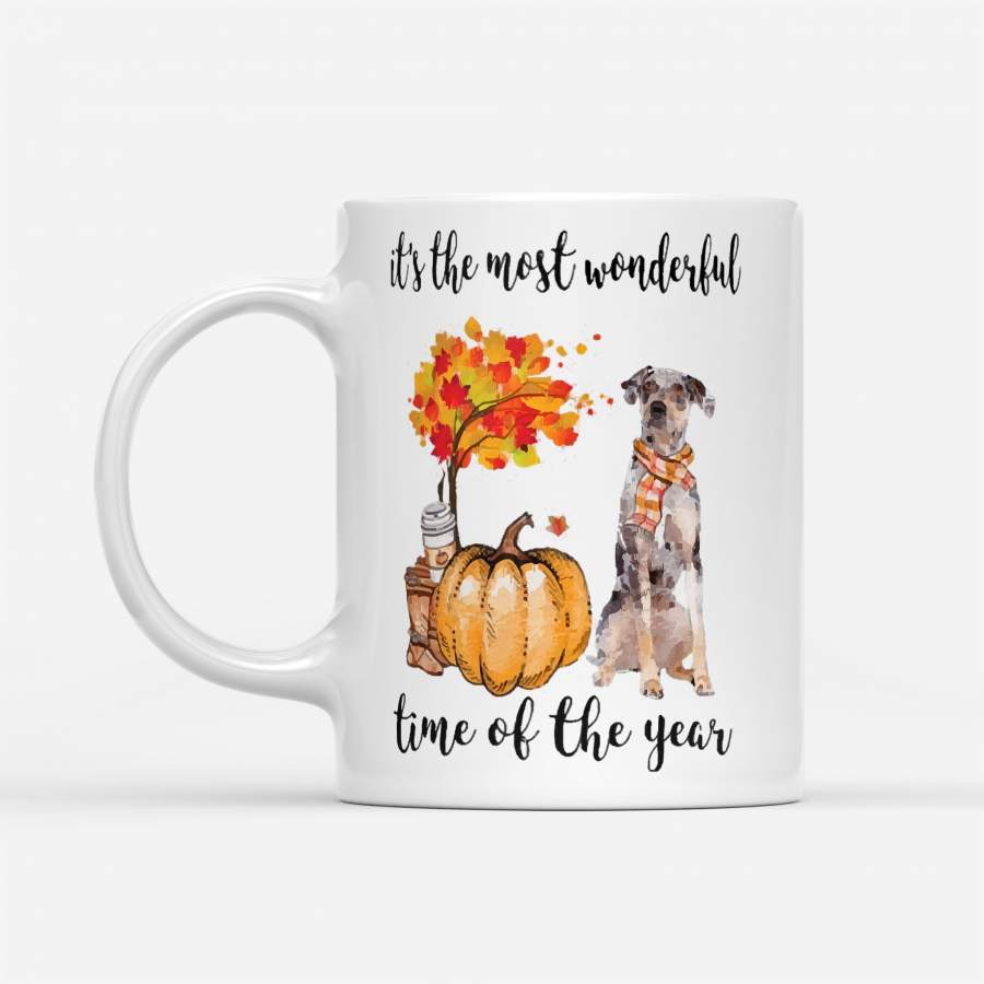 Fall Pumpkin It’s The Most Wonderful Time Of The Year Catahoula Leopard – White Mug