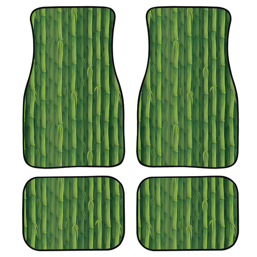 Green Bamboo Tree Pattern Print Front And Back Car Floor Mats, Front Car Mat