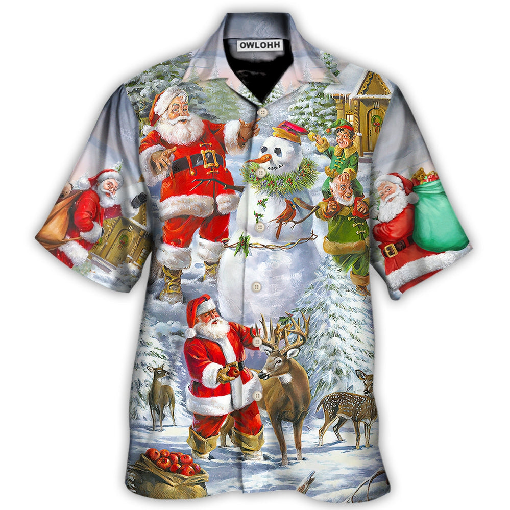 Christmas Santa Claus Snowman Elf So Happy Art Style Hawaii Shirt Ha82331