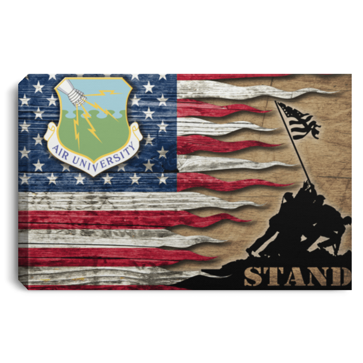 Us Air Force Air University Stand For The Flag 24X16 Inches  Landscape Canvas .75In Frame