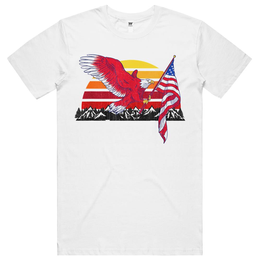 4th of July Vintage Sunset Eagle American Flag T Shirts