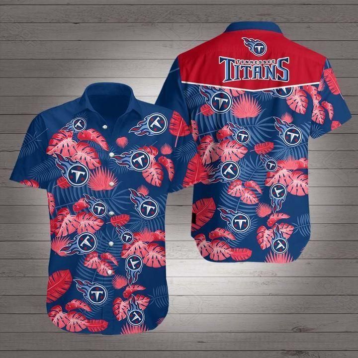 Tennessee Titans Football Floral Hawaiian Shirt Men Women Beach Wear Short Sleeve Hawaii Shirt