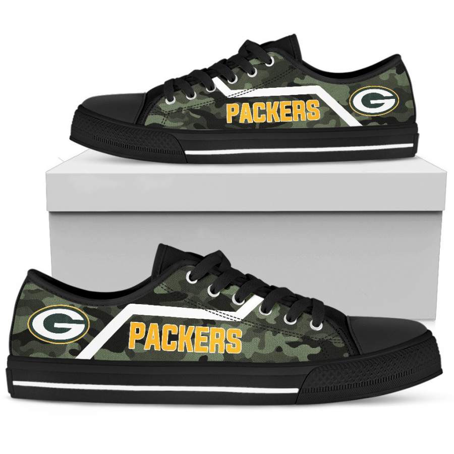 Simple Camo Green Bay Packers Low Top Shoes