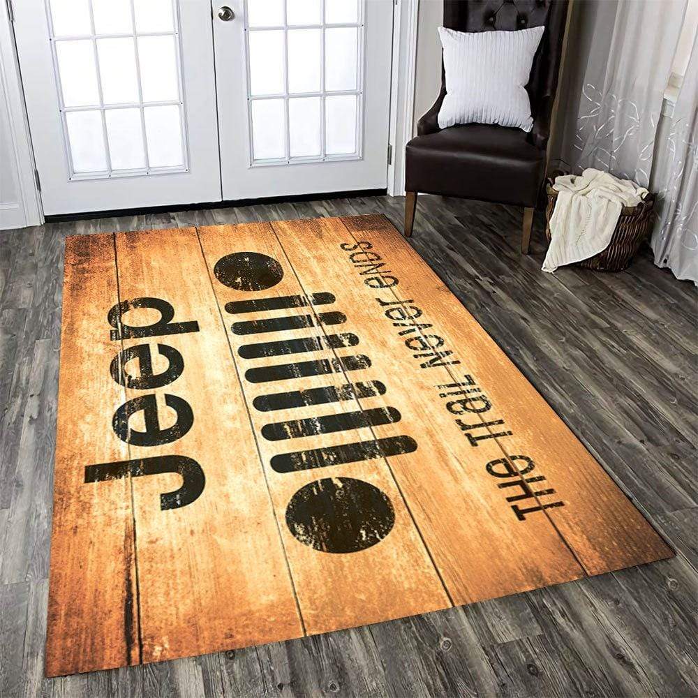 Vintage Jeep The Trail Never Ends Rectangle Rug