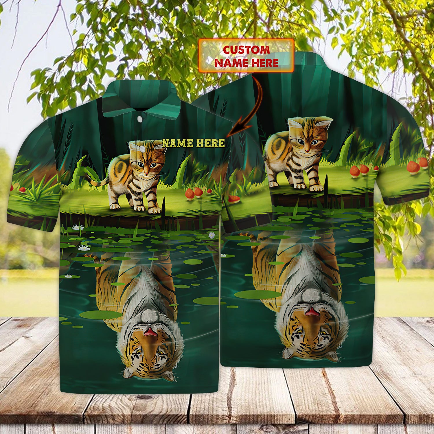 3D Tiger Cat  01 – Personalized Name 3D Polo Shirt – Nt168