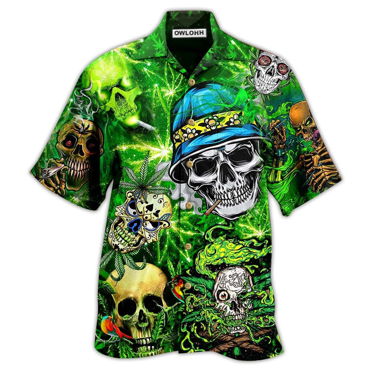 Skull Smile Love Green Cool Hawaii Shirt Ha59685