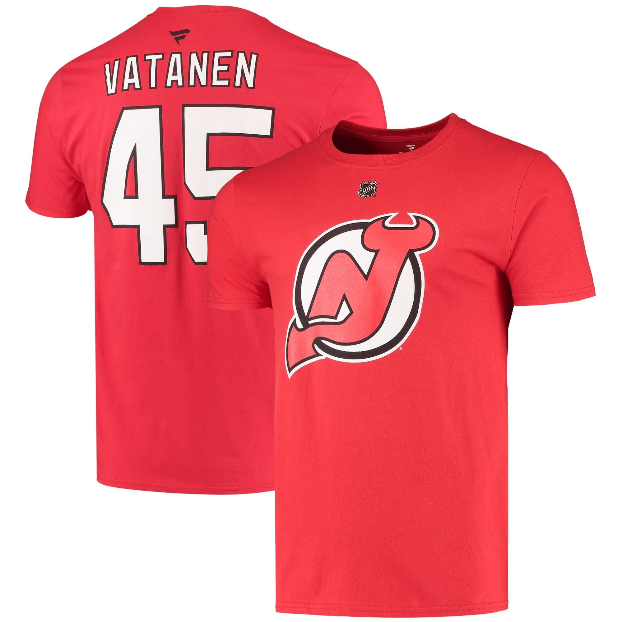 Men’S Fanatics Branded Sami Vatanen Red New Jersey Devils Player Name And Number T-Shirt