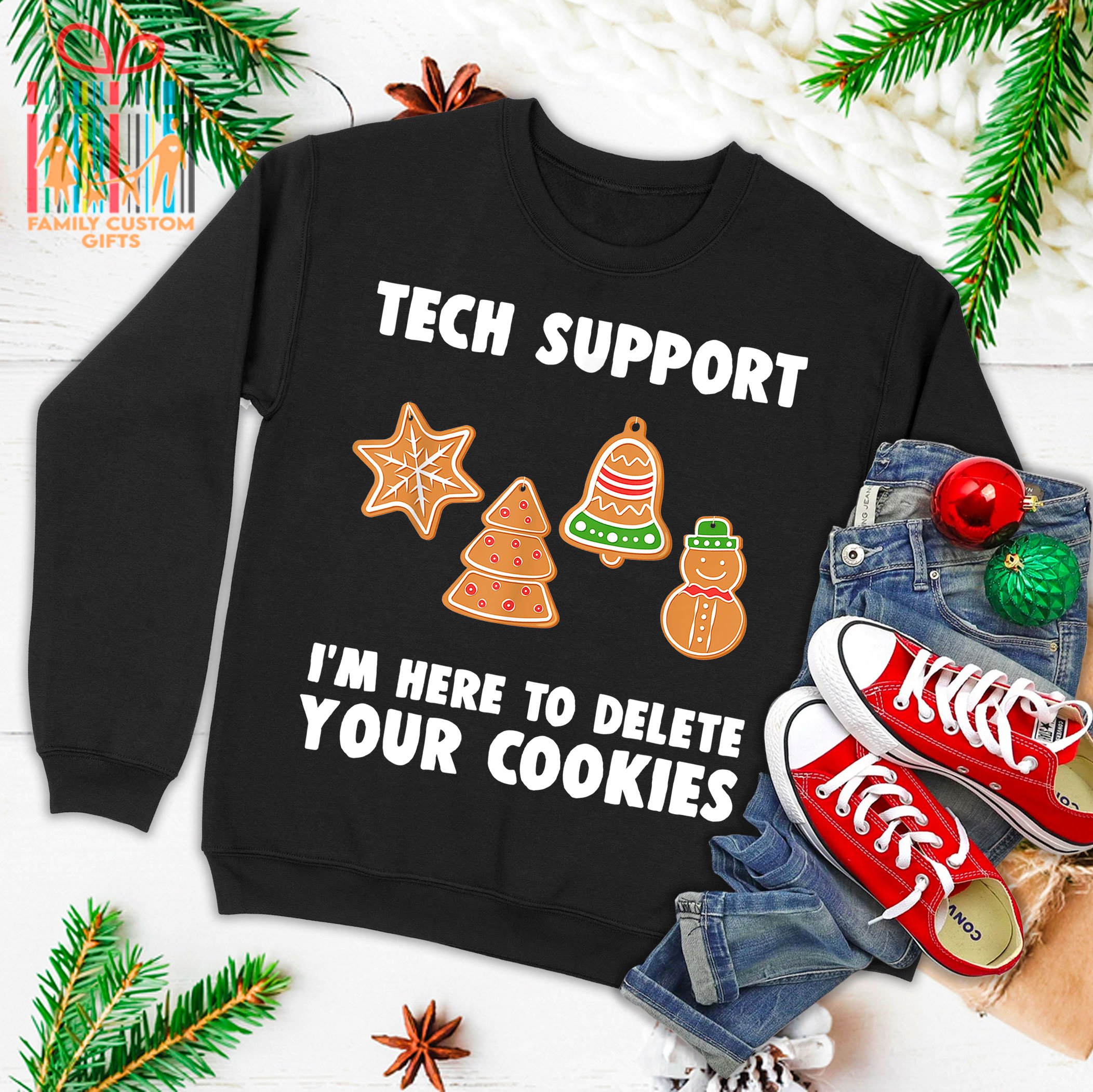 Funny Christmas Tech Support Shirt Computer Programmer Gift Ugly Christmas Sweater T-Shirt