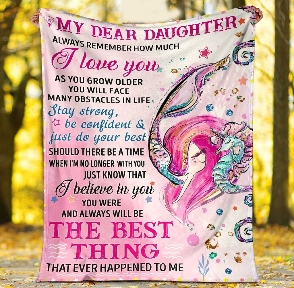 To My Daughter Always Remember How Much I Love You, Sea Horse Fleece Blanket Home Decor Bedding Couch Sofa Soft And Comfy Cozy Gift From Mom And Dad