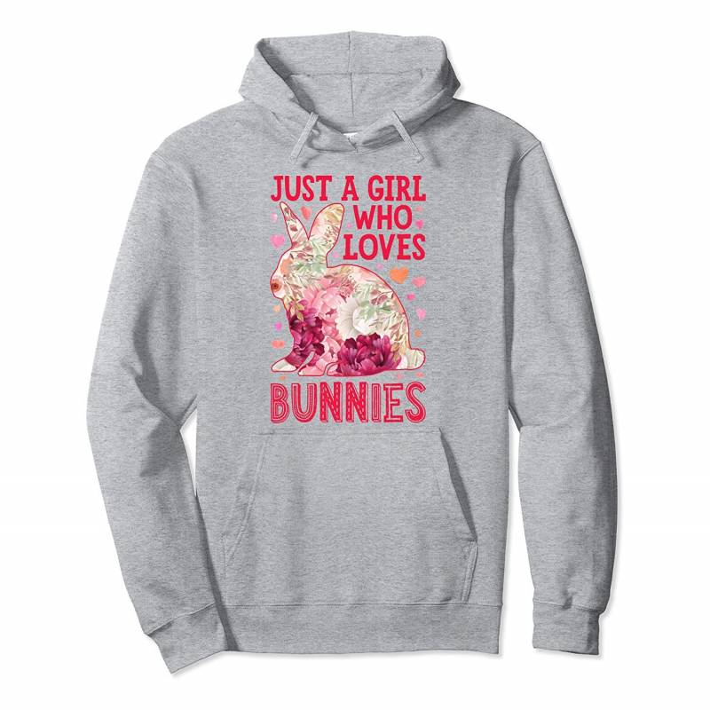 Just A Girl Who Loves Bunnies Gifts Bunny Lady Women Flower Pullover Hoodie, T Shirt, Sweatshirt