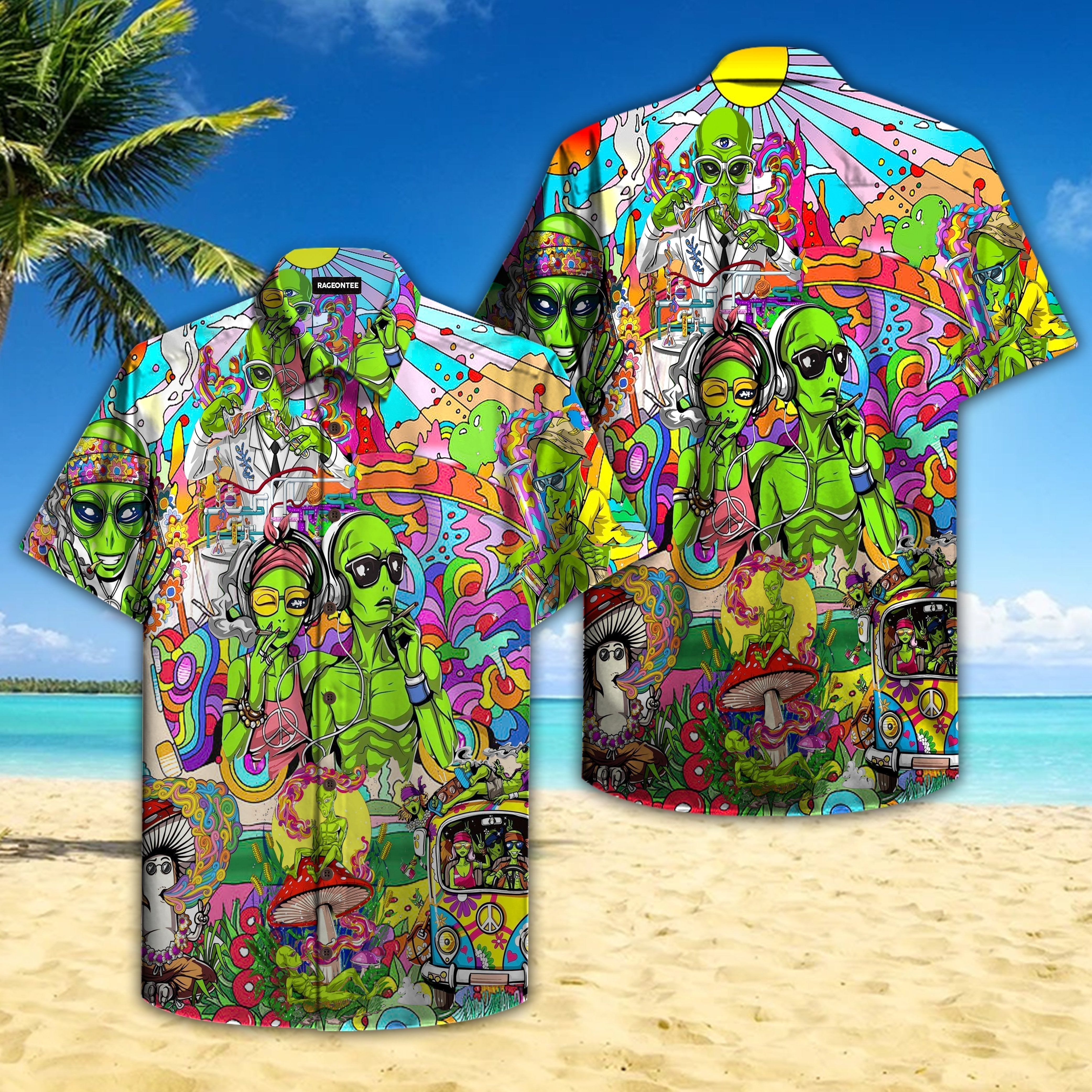 Hippie Alien Aloha Hawaii Shirt For Men Women Ha73769