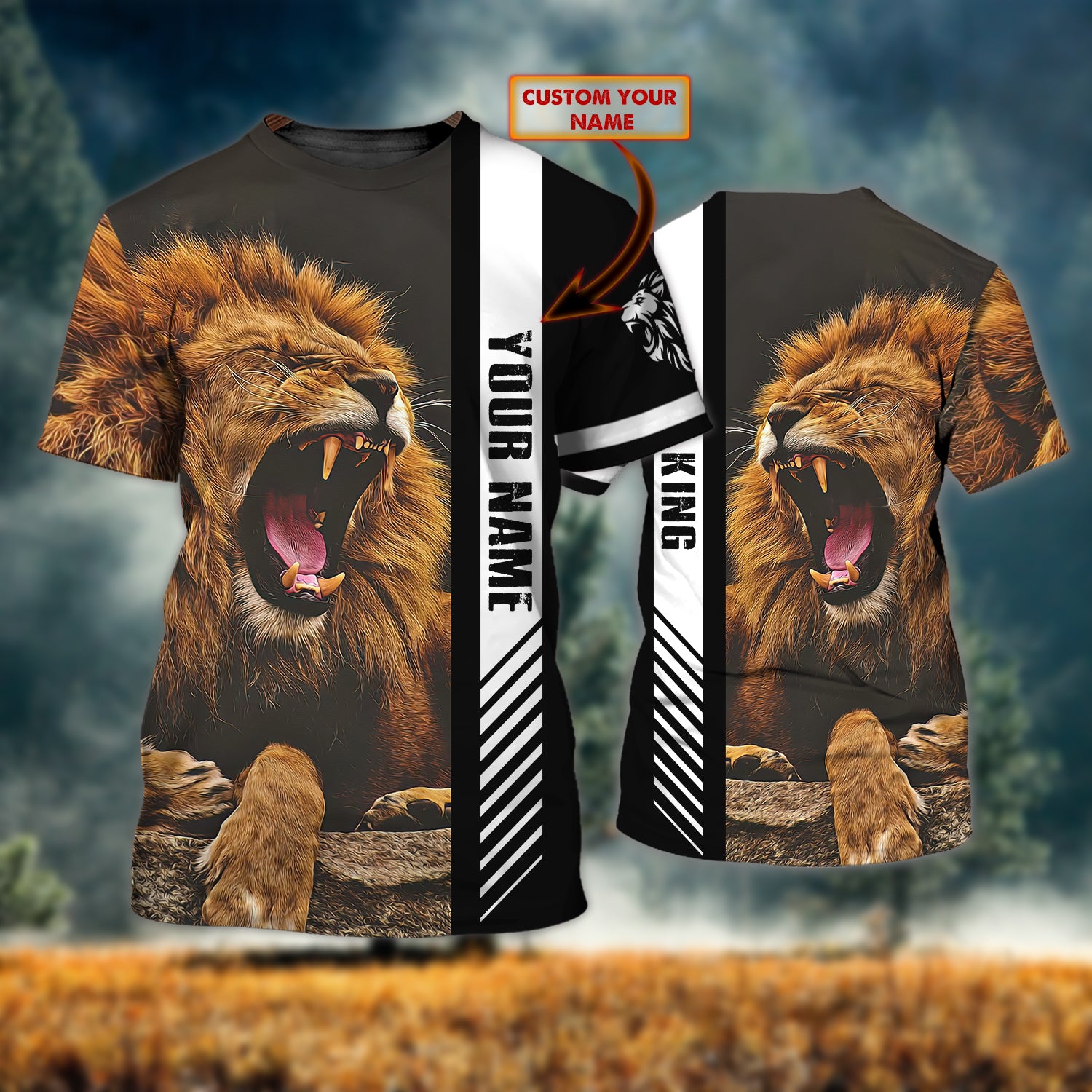 The King Lion – Personalized Name 3D T Shirt 1 – Nsd99