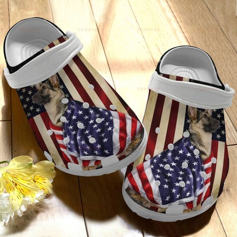 German Shepherd Flag Us Gift For Lover Rubber clog Shoes Comfy Footwear