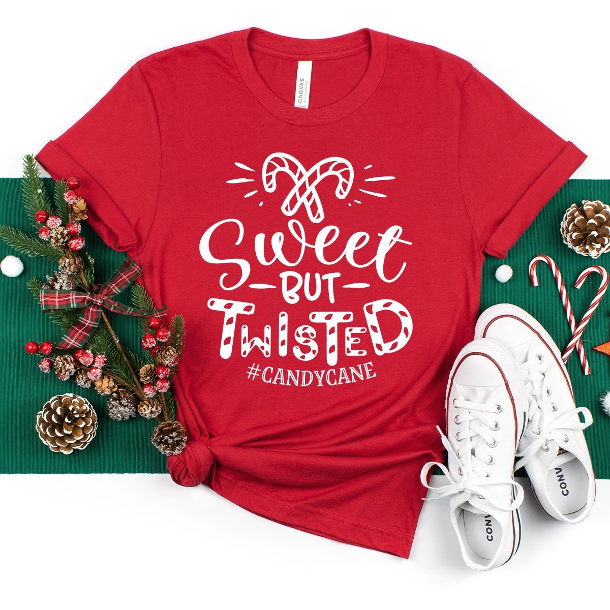 Christmas Candy T-Shirt, Candy Cane Shirt, Christmas Holiday Shirt, Sweet But Twisted Shirt, Holiday Candy Shirt, Holiday Gift Shirt