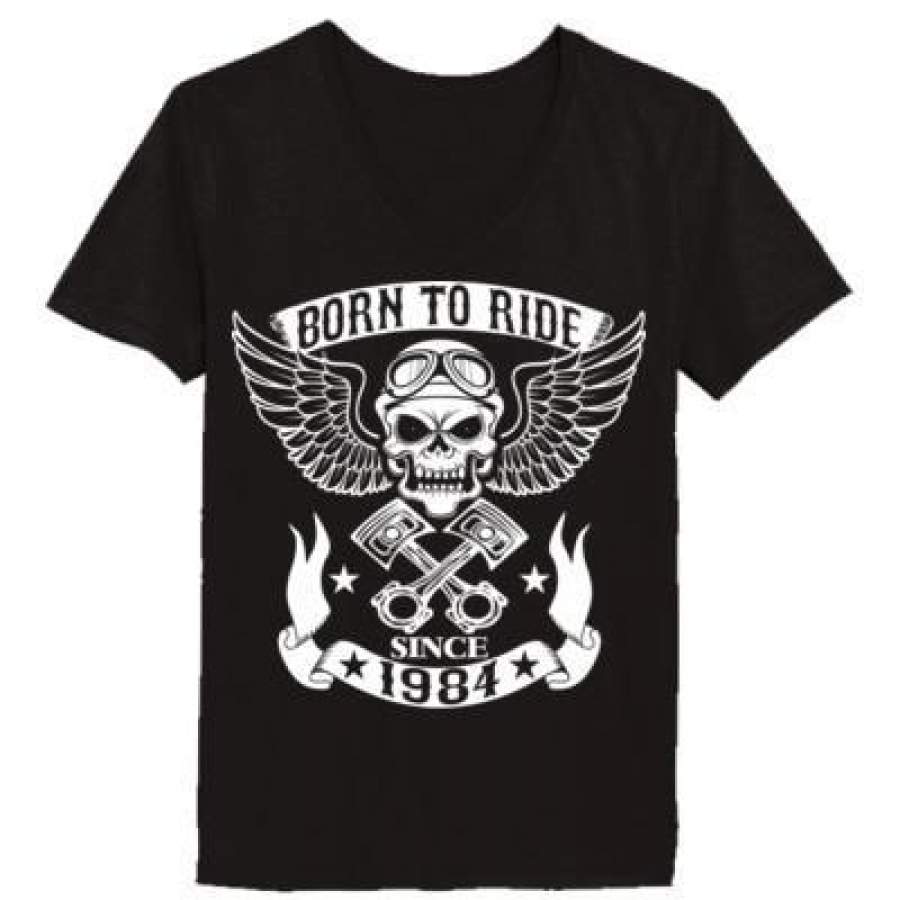 AGR Born To Ride Since 1984 – Ladies’ V-Neck T-Shirt