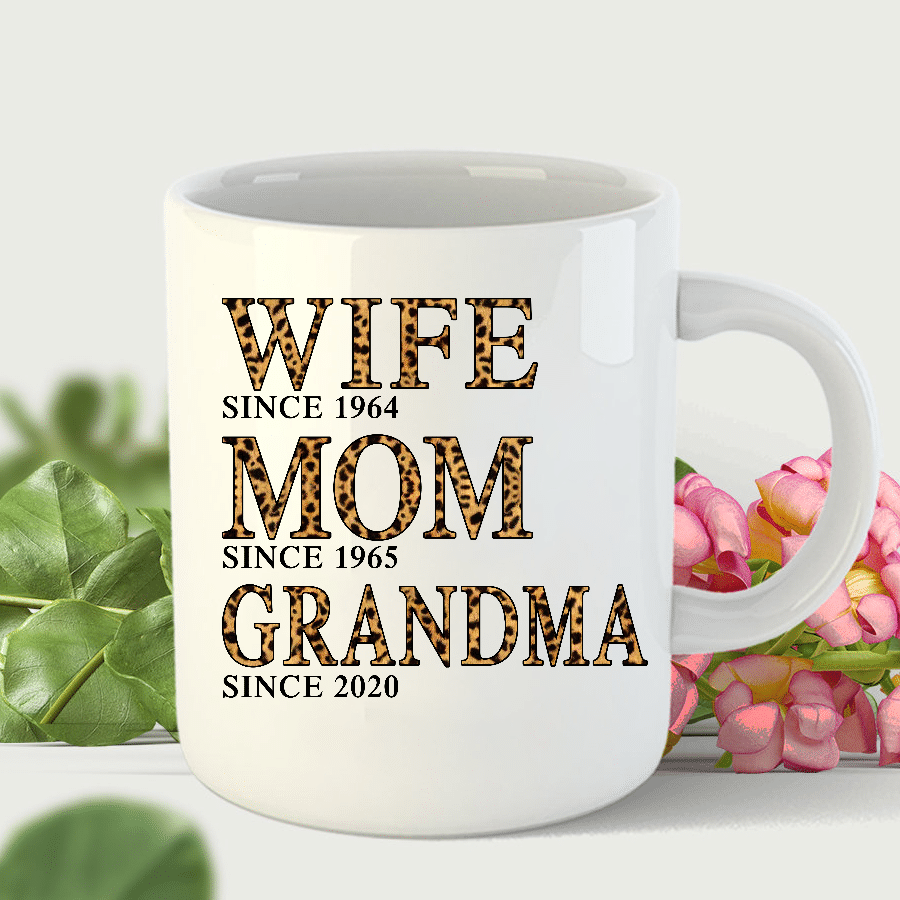 Wife Mom Grandma Since Leopard Mug