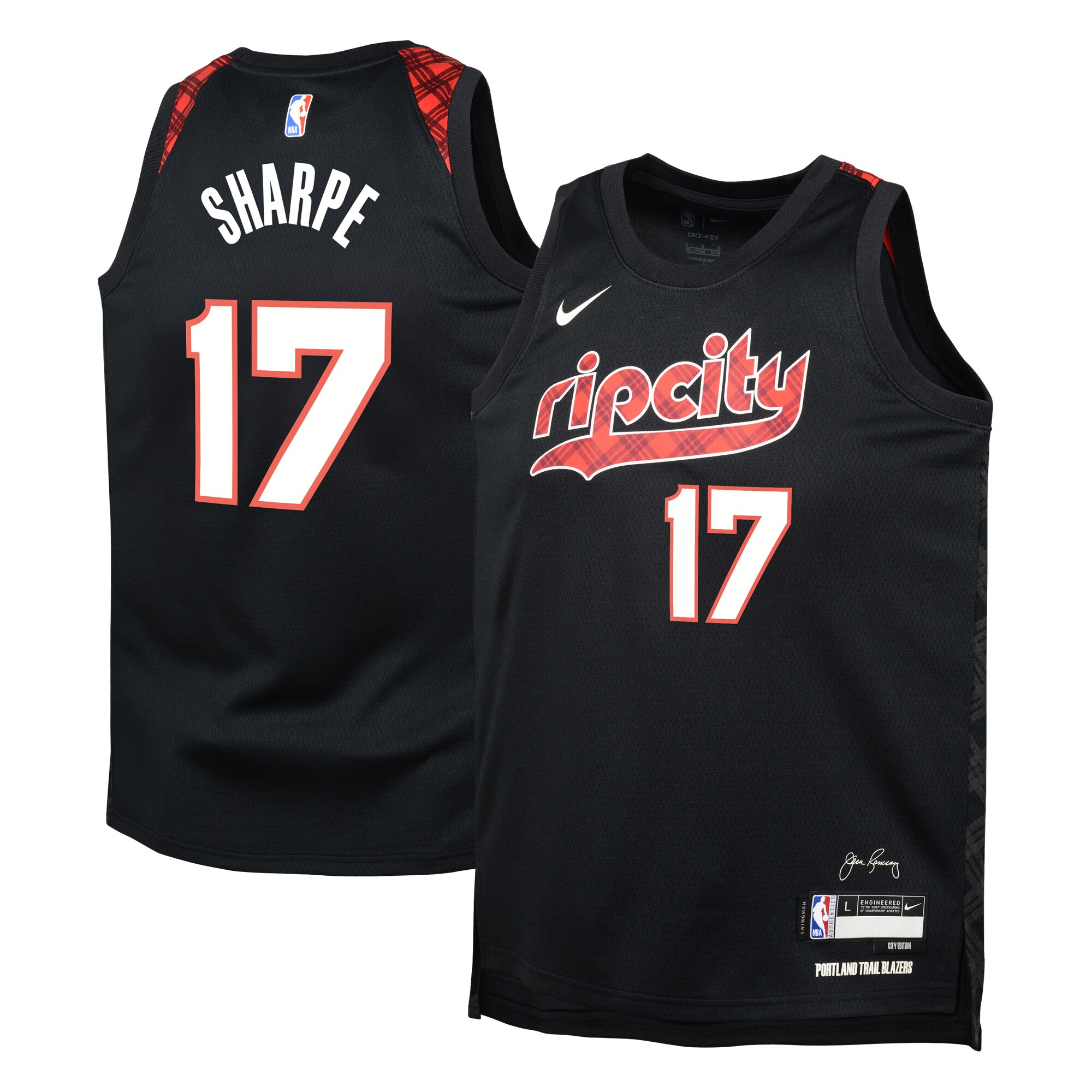 Portland Trail Blazers City Edition Swingman Jersey 23 – Black – Shaedon Sharpe – Youth