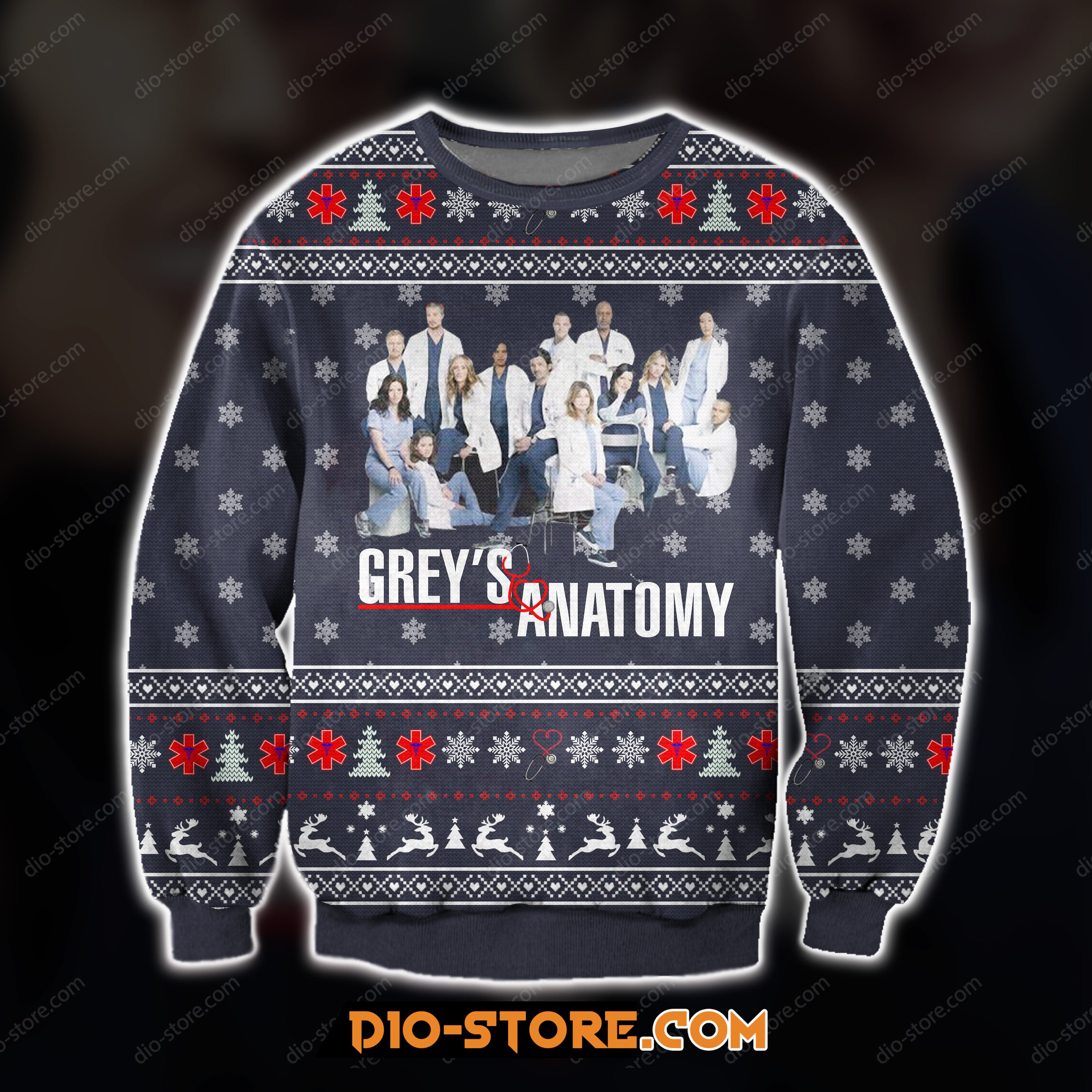 3D All Over Print Knitting Pattern Greys Anatomy Ugly Christmas Sweater Hoodie All Over Printed Cint10229