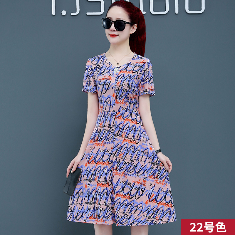 2022 Summer vestido New Vintage short Sleeve V-Neck Floral Dress For Women Print Dress alx