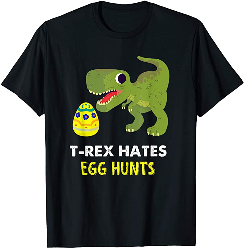 Mens T-Rex Easter Bunny Hates Easter Egg Hunts T-Shirt