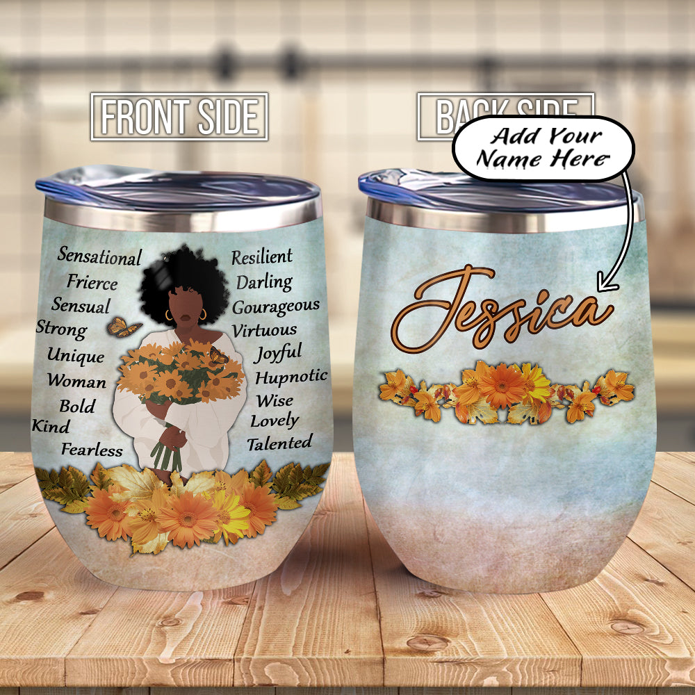 Personalized Black Queen Motivation Acaa0907004Z Wine Tumbler