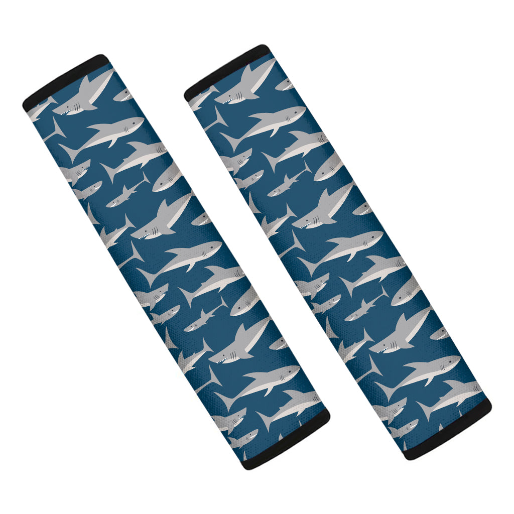 White Shark Pattern Print Car Seat Belt Covers