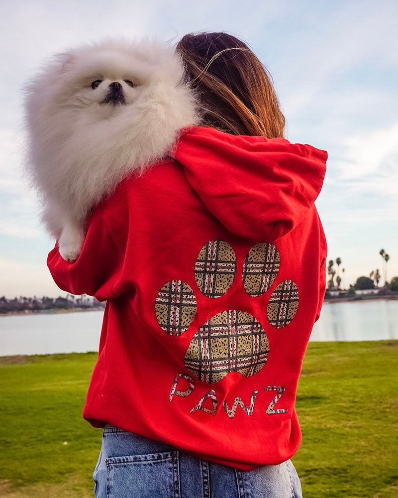 Pawz Plaid Leopard Candy Red Hoodie