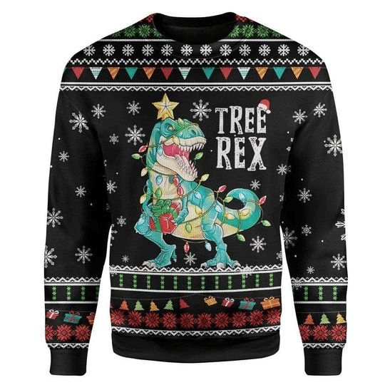 T-Rex Ugly Christmas Sweater | Unisex | Full Size | Adult | Colorful | Us3779