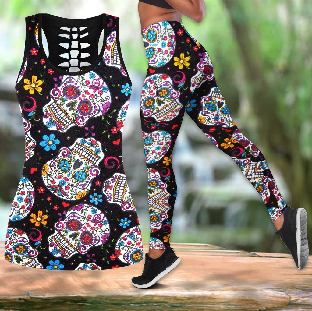 Apayprint – Skull Candy Flower Combo Tanktop + Legging