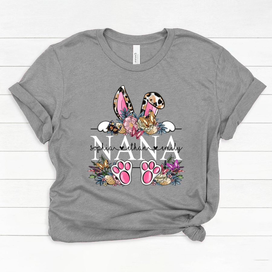 Leopard Bunny Nana And Kids, Custom Grandma Shirt, Mother Day Gift Cth01 Classic Canvas