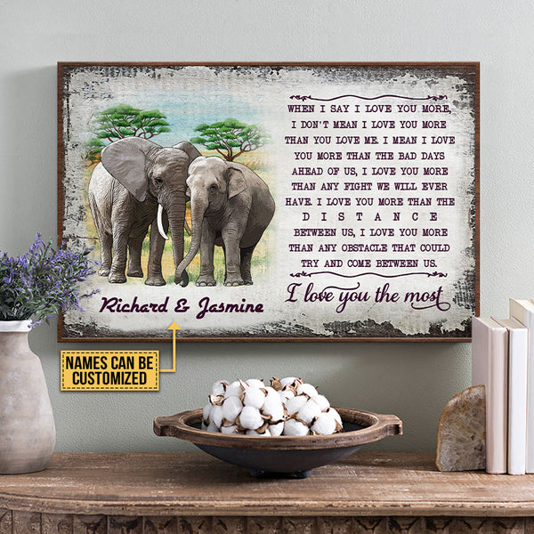 Personalized Elephant Couple When I Say I Love You Custom Poster