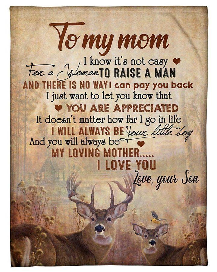 [Personalized Name] Deer Son Gift For Mom I Will Always Be Your Little Boy –  Gift For Mommy, Gift For Home Decor, Gift For Family  – Custom Fleece Blanket