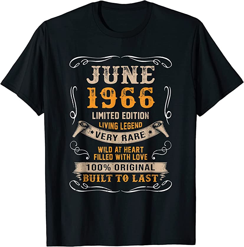 55th Birthday Gift 55 Years Old Retro Vintage June 1966 T-Shirt